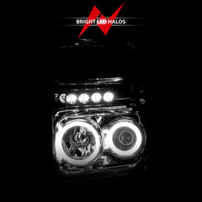 ANZO 2008-2010 Ford F-250 Projector Headlights w/ Halo Chrome (CCFL) - 111167-C-Dub Tech