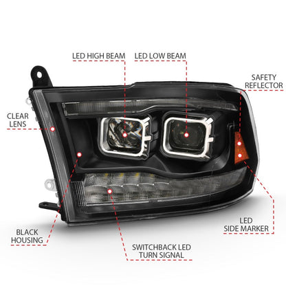 ANZO 2009-2018 Dodge Ram 1500 Led Projector Plank Style Switchback - 111464