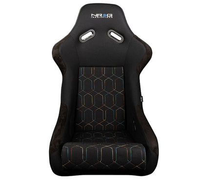 NRG FRP Bucket Seat (Black w/ Multi Color Geometric Pattern) - FRP-300-MGEO-BK