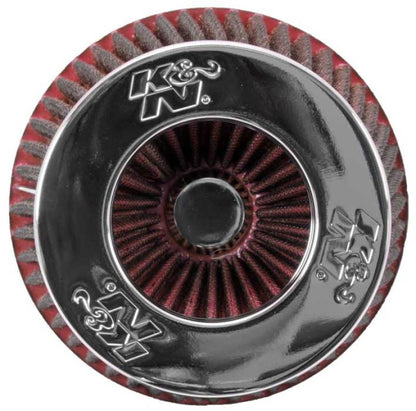 K&N Universal Air Filter Chrome Round Tapered Red - 4in - RG-1001RD