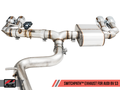 AWE Tuning Audi 8V S3 SwitchPath Exhaust w/Chrome Silver Tips - 3025-42068-C-Dub Tech