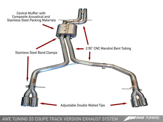 AWE Tuning Audi B8 S5 4.2L Track Edition Exhaust System - 3020-42014-C-Dub Tech