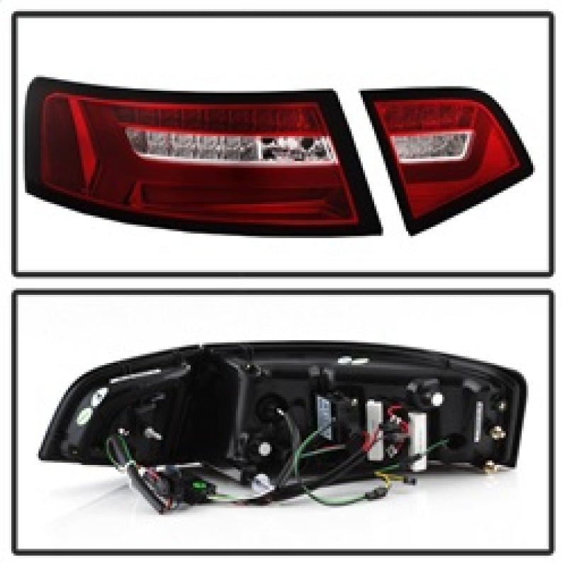 Spyder 09-12 Audi A6 LED Tail Lights - Red Clear - 5085191