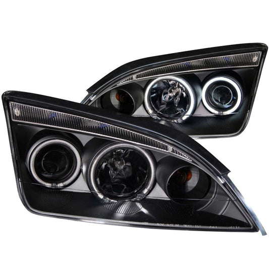 ANZO 2005-2007 Ford Focus Projector Headlights w/ Halo Black - 121198