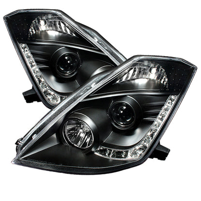 Spyder Nissan 350Z 03-05 Projector Headlights Xenon DRL Blk High - 5032225