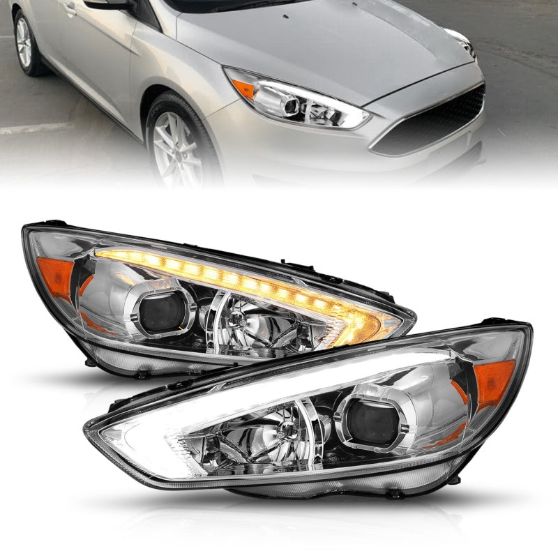 ANZO 15-18 Ford Focus Projector Headlights - w/ Light Bar - 121565-C-Dub Tech