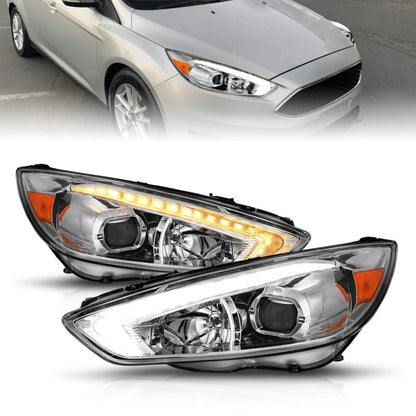 ANZO 15-18 Ford Focus Projector Headlights - w/ Light Bar - 121565-C-Dub Tech