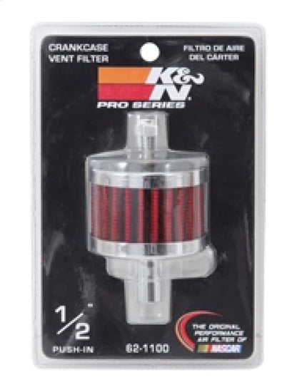 K&N Steel Base Crankcase Vent Filter 0.5in Vent OD x - 62-1100