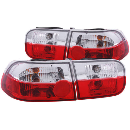 ANZO 1992-1995 Honda Civic Taillights Red/Clear - 221220-C-Dub Tech