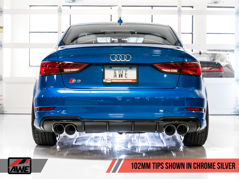 AWE Tuning Audi 8V S3 SwitchPath Exhaust w/Chrome Silver Tips - 3025-42068-C-Dub Tech