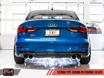 AWE Tuning Audi 8V S3 SwitchPath Exhaust w/Chrome Silver Tips - 3025-42068-C-Dub Tech