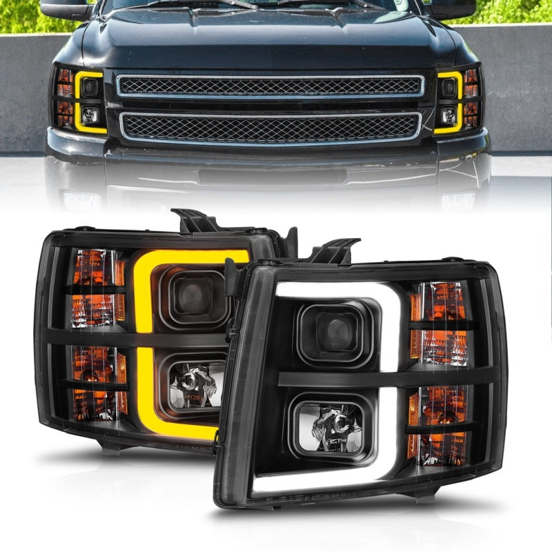 ANZO 2007-2013 Chevrolet Silverado 1500 Projector w/ Light Bar Black - 111545-C-Dub Tech