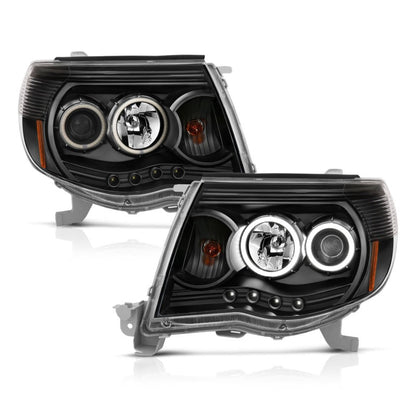 ANZO 2005-2011 Toyota Tacoma Projector Headlights w/ Halo Black - 121282-C-Dub Tech