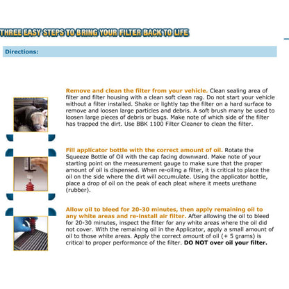 BBK BBK Cold Air Filter Restore Cleaner And Re-Oil Kit - 1100-C-Dub Tech