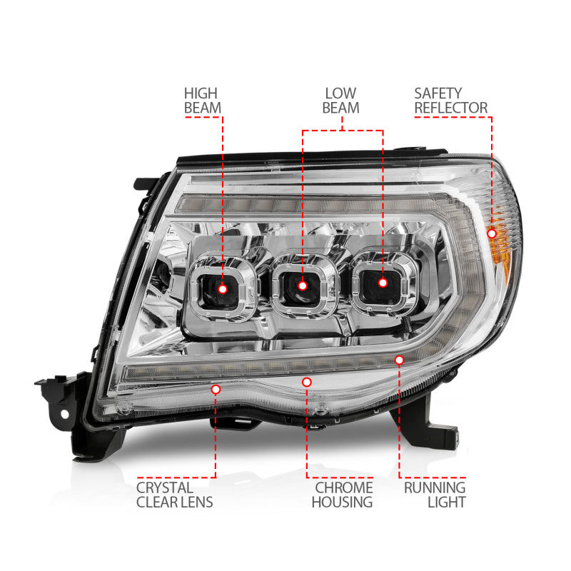 ANZO 05-11 Toyota Tacoma LED Projector Headlights w/Light Bar Swtchbk - 111582-C-Dub Tech