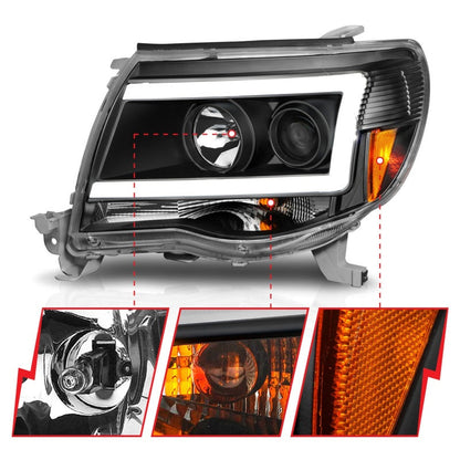 ANZO 05-09 Toyota Tacoma Projector Light Bar Style Headlights w/ - 111517