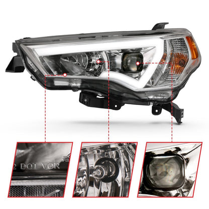 ANZO 14-18 Toyota 4 Runner Plank Style Projector Headlights Chrome - 111417