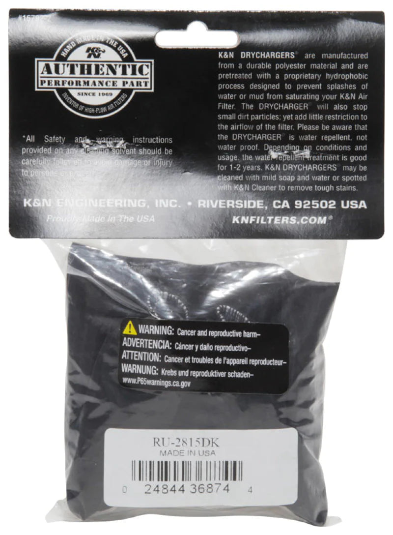 K&N Drycharger Air Filter Wrap RU-2815 Black - RU-2815DK