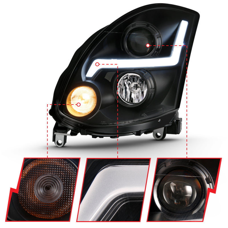 ANZO 2003-2007 Infiniti G35 Projector Headlight Plank Style Chrome (HID - 121558-C-Dub Tech