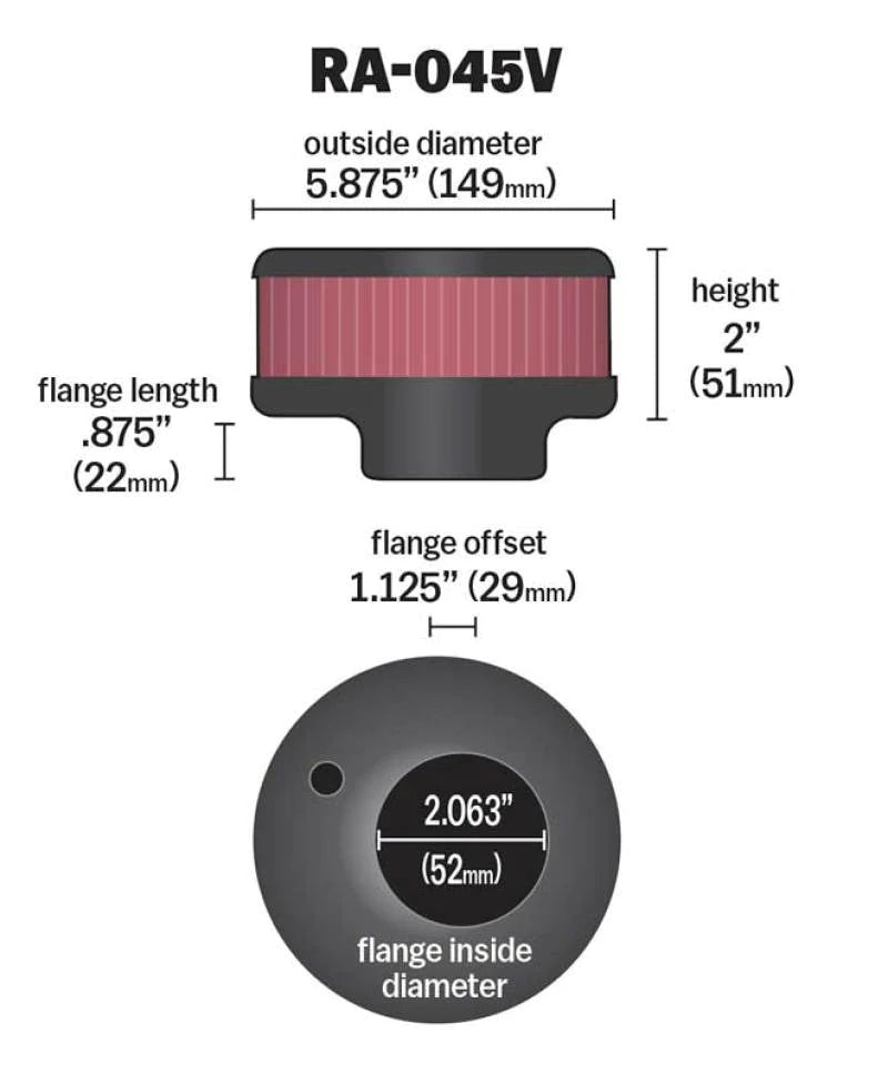 K&N Universal Chrome Filter 2 1/16in Flange / 6in OD - RA-045V