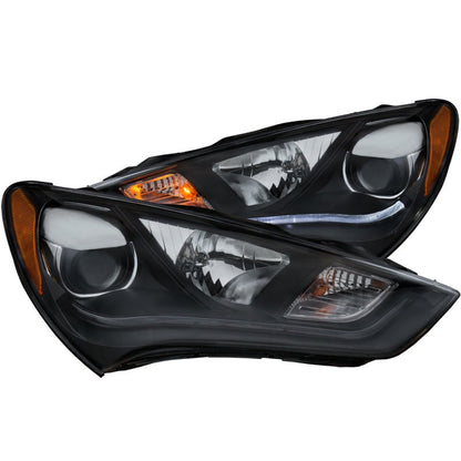 ANZO 2013-2015 Hyundai Genesis Projector Headlights w/ Plank Style Design - 121511