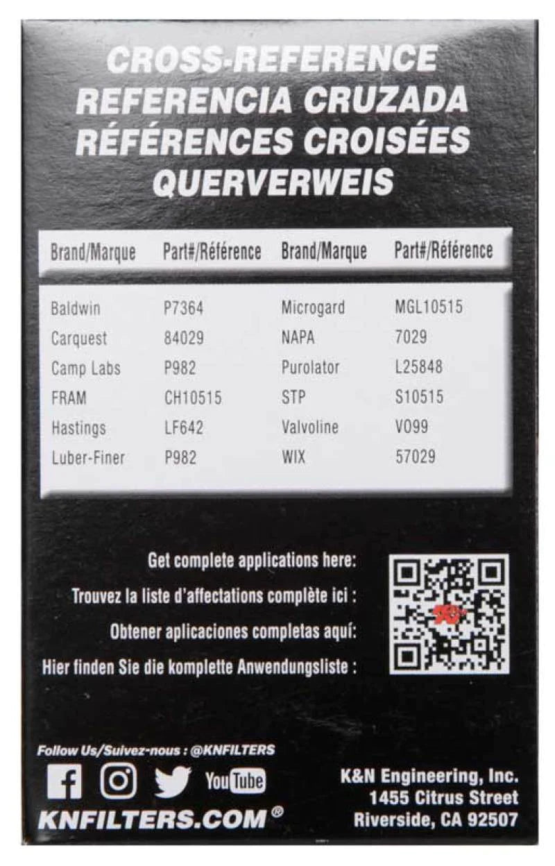 K&N Performance Oil Filter for Hyundai/Kia 3.8L V6, 4.6L/5.0L V8 - HP-7029
