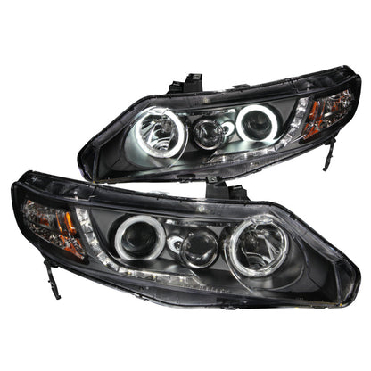 ANZO 2006-2011 Honda Civic Projector Headlights w/ Halo Black (CCFL) - 121454-C-Dub Tech