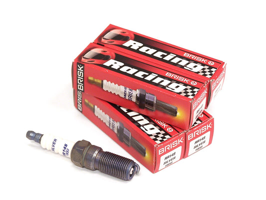 Brisk Silver Racing RR14S Spark Plugs 4 Pack - Ford Focus ST 2013-2018, Focus RS, 2015+ Mustang 2.3L - 1 Step Colder