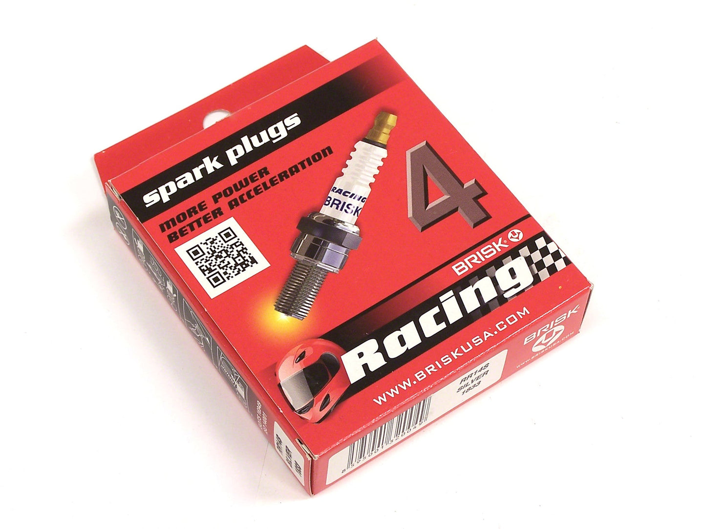 Brisk Silver Racing RR14S Spark Plugs 4 Pack - Ford Focus ST 2013-2018, Focus RS, 2015+ Mustang 2.3L - 1 Step Colder