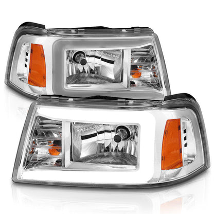 ANZO 2001-2011 Ford Ranger Crystal Headlights w/ Light Bar Chrome - 111512