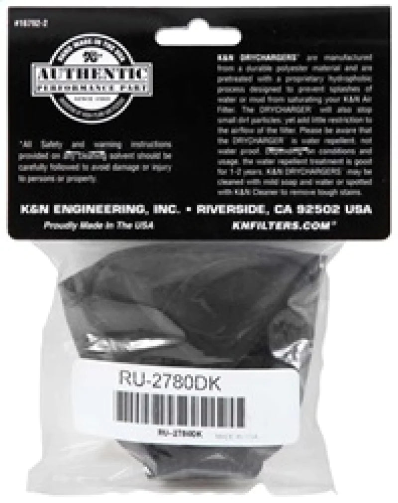 K&N Air Filter Wrap Black Oval Tapered 3.75in Base I/S - RU-2780DK