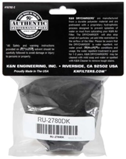 K&N Air Filter Wrap Black Oval Tapered 3.75in Base I/S - RU-2780DK