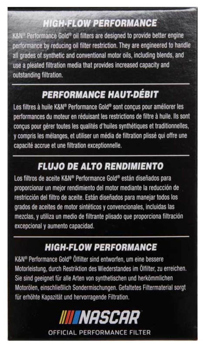 K&N Performance Gold Oil Filter for Hyundai/Kia V6 06-08 Azera/Sonata/Sedona/07-08 - HP-7022