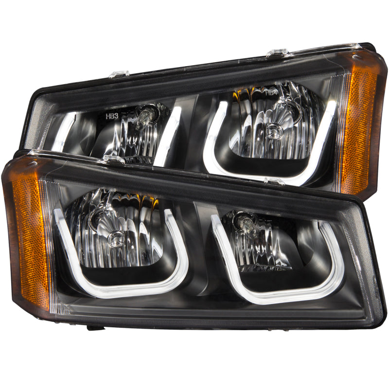 ANZO 2003-2006 Chevrolet Silverado 1500 Projector Headlights w/ U-Bar Black - 111312-C-Dub Tech