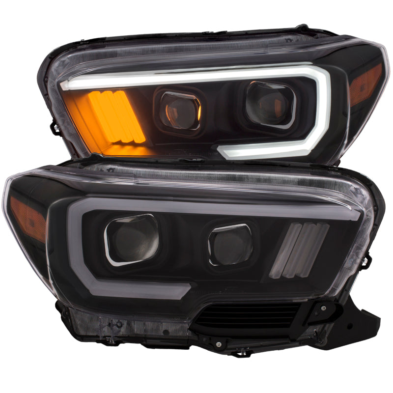 ANZO 2016-2017 Toyota Tacoma Projector Headlights w/ Plank Style Black - 111377-C-Dub Tech