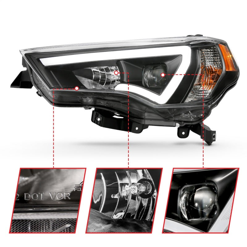 ANZO 14-18 Toyota 4 Runner Plank Style Projector Headlights Black - 111416-C-Dub Tech