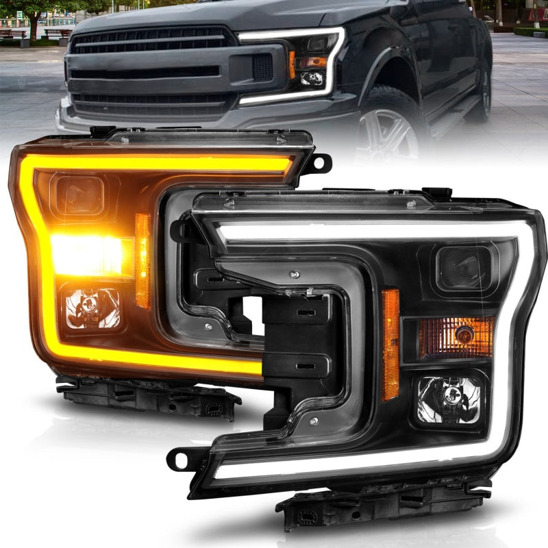 ANZO 2018-2020 Ford F-150 Projector Headlight w/ Plank Style Switchback - 111509-C-Dub Tech