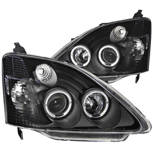 ANZO 2002-2004 Honda Civic Projector Headlights w/ Halo Black - 121057-C-Dub Tech
