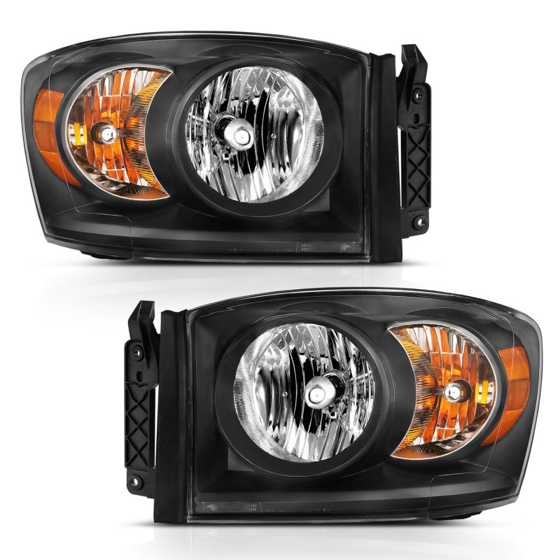 ANZO 2006-2009 Dodge Ram 1500 Crystal Headlight  Black Amber - 111427