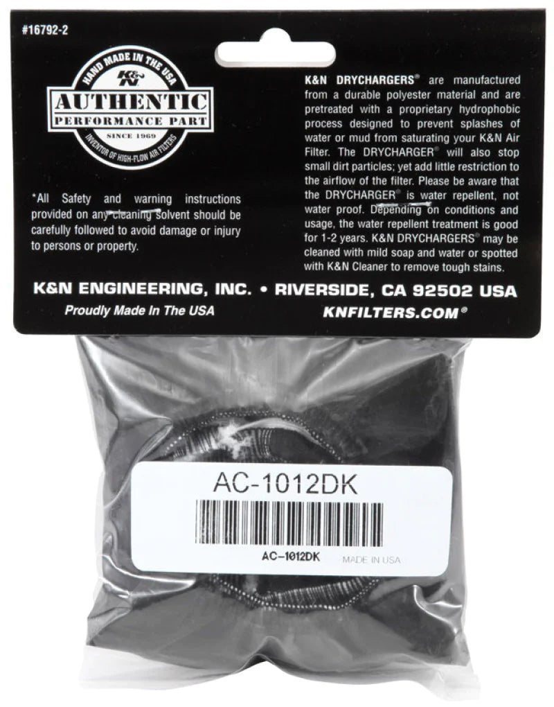 K&N 12-13 Arctic Cat Wildcat 1000  Air Filter Wrap, Black - AC-1012DK