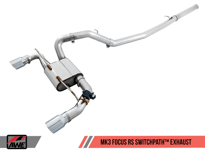AWE Tuning Ford Focus RS SwitchPath Cat-back Exhaust - Chrome - 3025-32024-C-Dub Tech