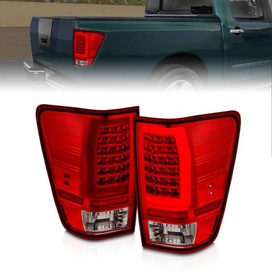 Anzo 04-15 Nissan Titan Full LED Tailights Chrome Housing Red/Clear - 311422