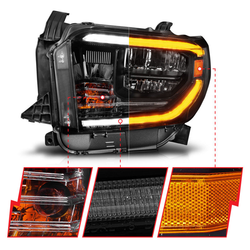 ANZO 2014-2021 Toyota Tundra LED Crystal Headlights w/ Switchback Black - 111533-C-Dub Tech