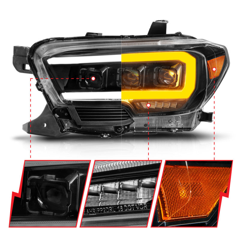 ANZO 16-22 Toyota Tacoma LED Projector Headlights w/ Light Bar - 111563-C-Dub Tech