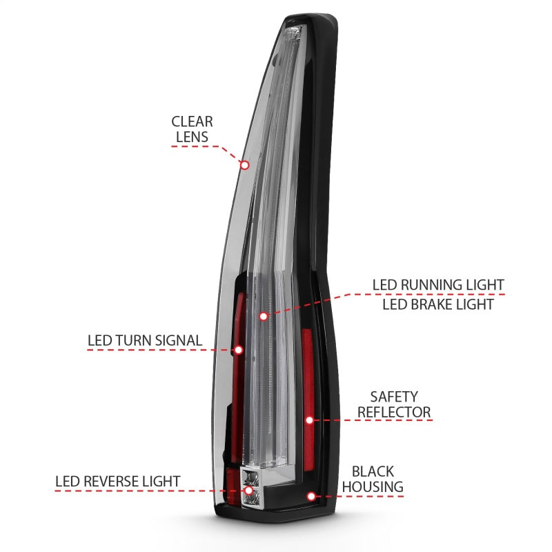 ANZO 2007-2014 Cadillac Escalade Led Taillights Red/Clear - 311296-C-Dub Tech