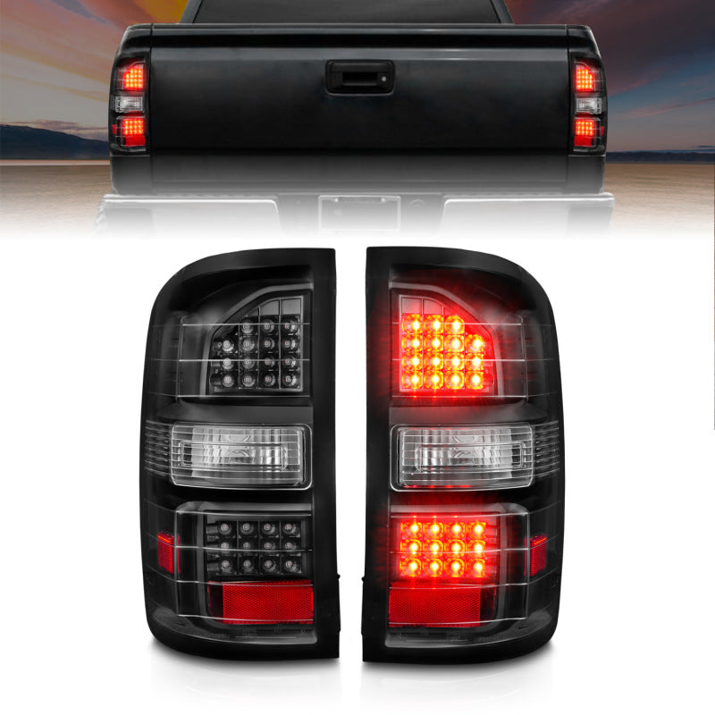 ANZO 2014-2018 GMC Sierra LED Tail Lights Black Housing Clear - 311397-C-Dub Tech