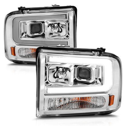 ANZO 99-04 Ford F250/F350/F450/Excursion (excl 99) Projector Headlights - w/Light - 111552