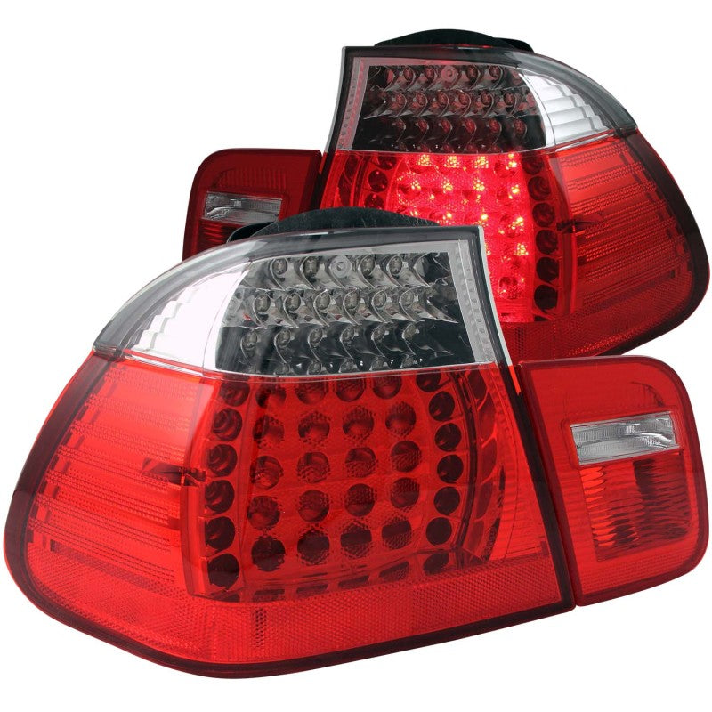 ANZO 2002-2005 BMW 3 Series E46 LED Taillights Red/Clear - 321096-C-Dub Tech