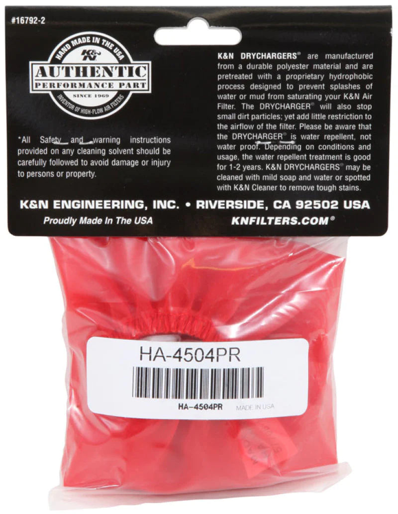 K&N 04-05 Honda TRX450R Round Straight Red Air Filter Wrap - HA-4504PR