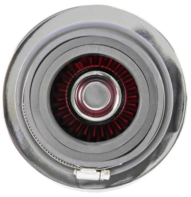 K&N Universal Air Filter Chrome Round Tapered Red - 4in - RG-1001RD